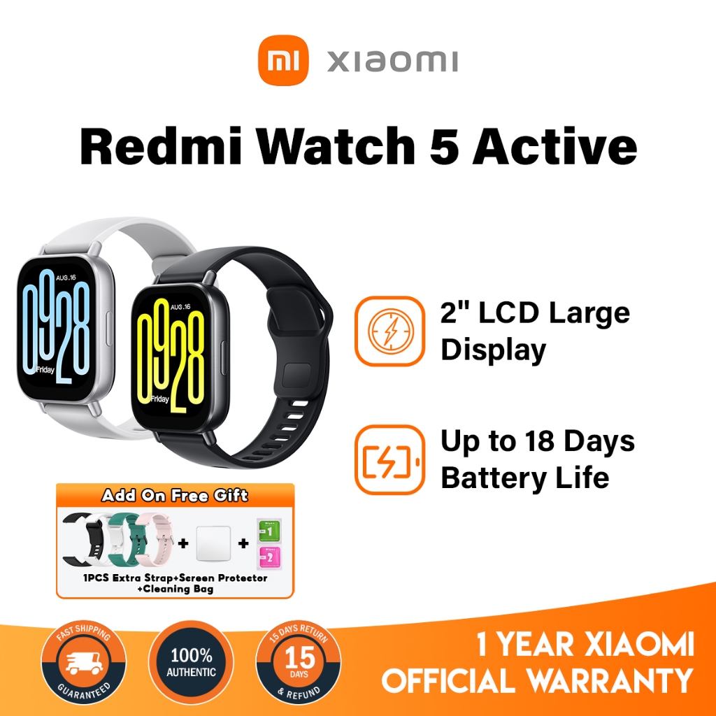 [1 Year Warranty] Xiaomi Redmi Watch 5 Active 2inch LCD Display Clear Calling 5ATM Alexa Built In