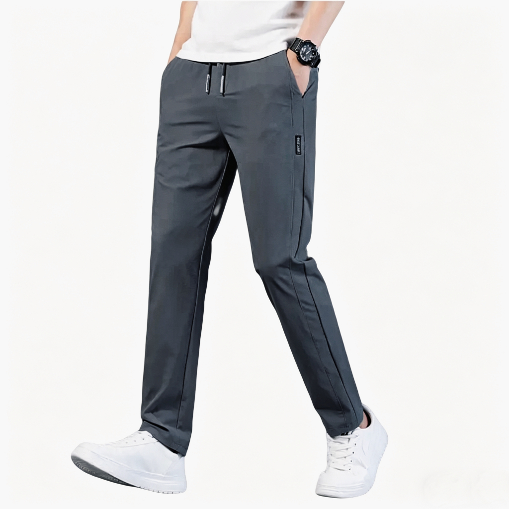 High Elasticity Straight Pants Jogging Trousers Plain Loose Stretchable Waist Casual L-5XL