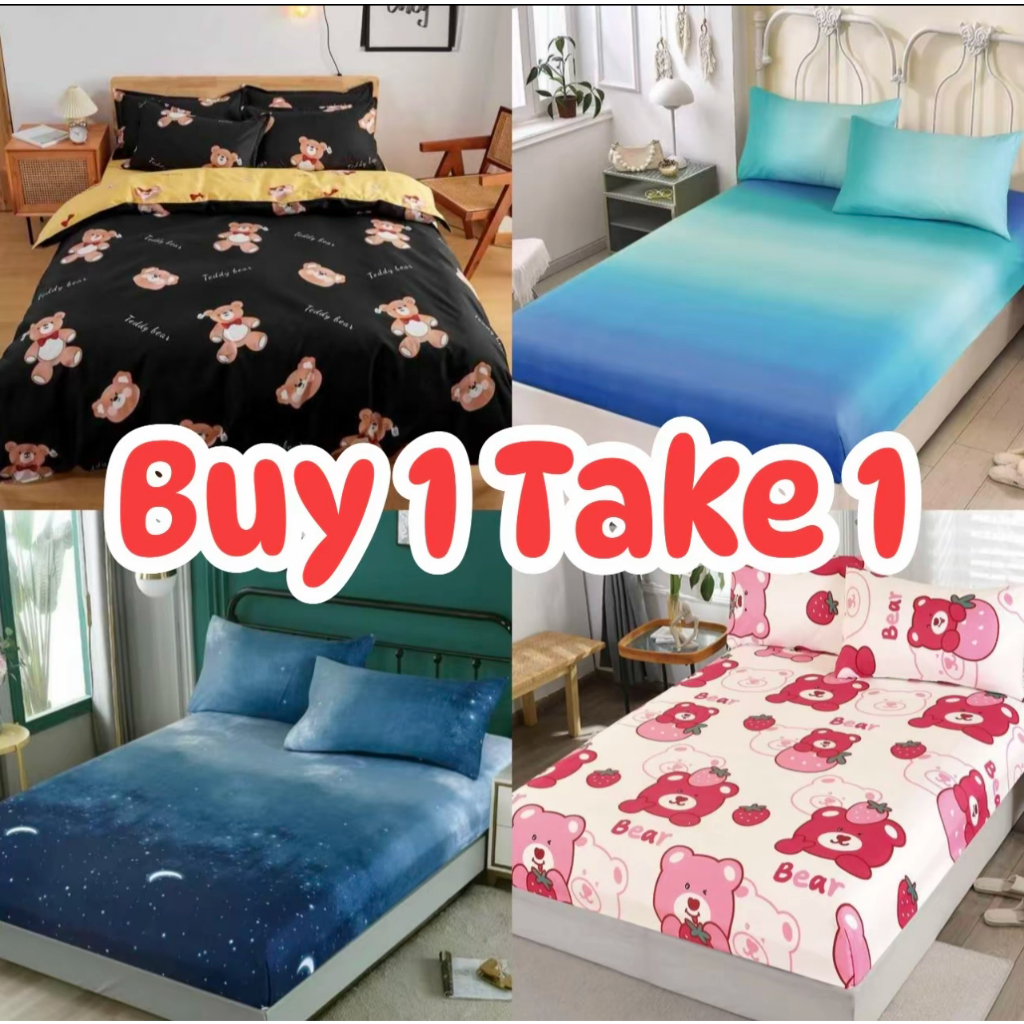 Buy 1 Take 1 Fully garterized Bed Sheet Canadian Cotton Soft Mattress Cover Single Queen Bedsheet