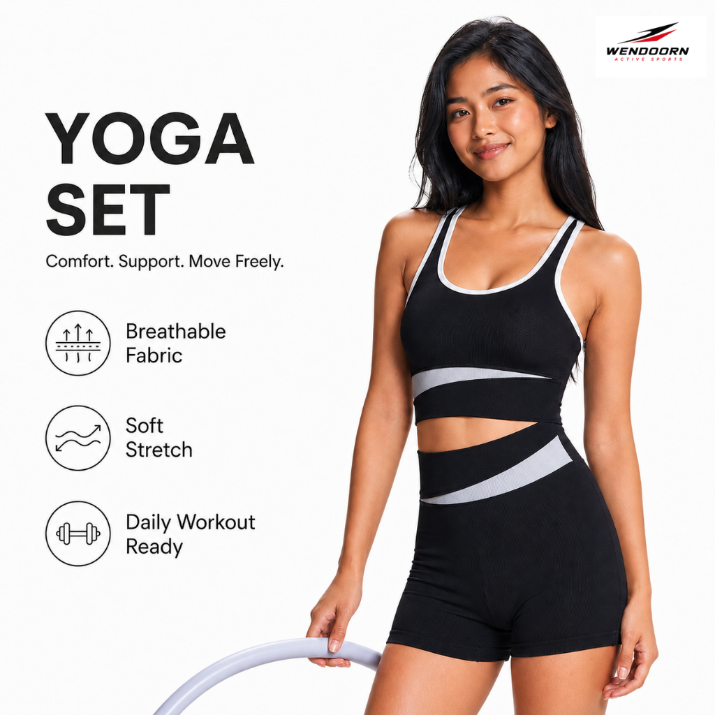 Womens Yoga Set 2PCS Sports Bra High Waist Shorts Workout Clothes Gym Outfit Breathable Sportswear