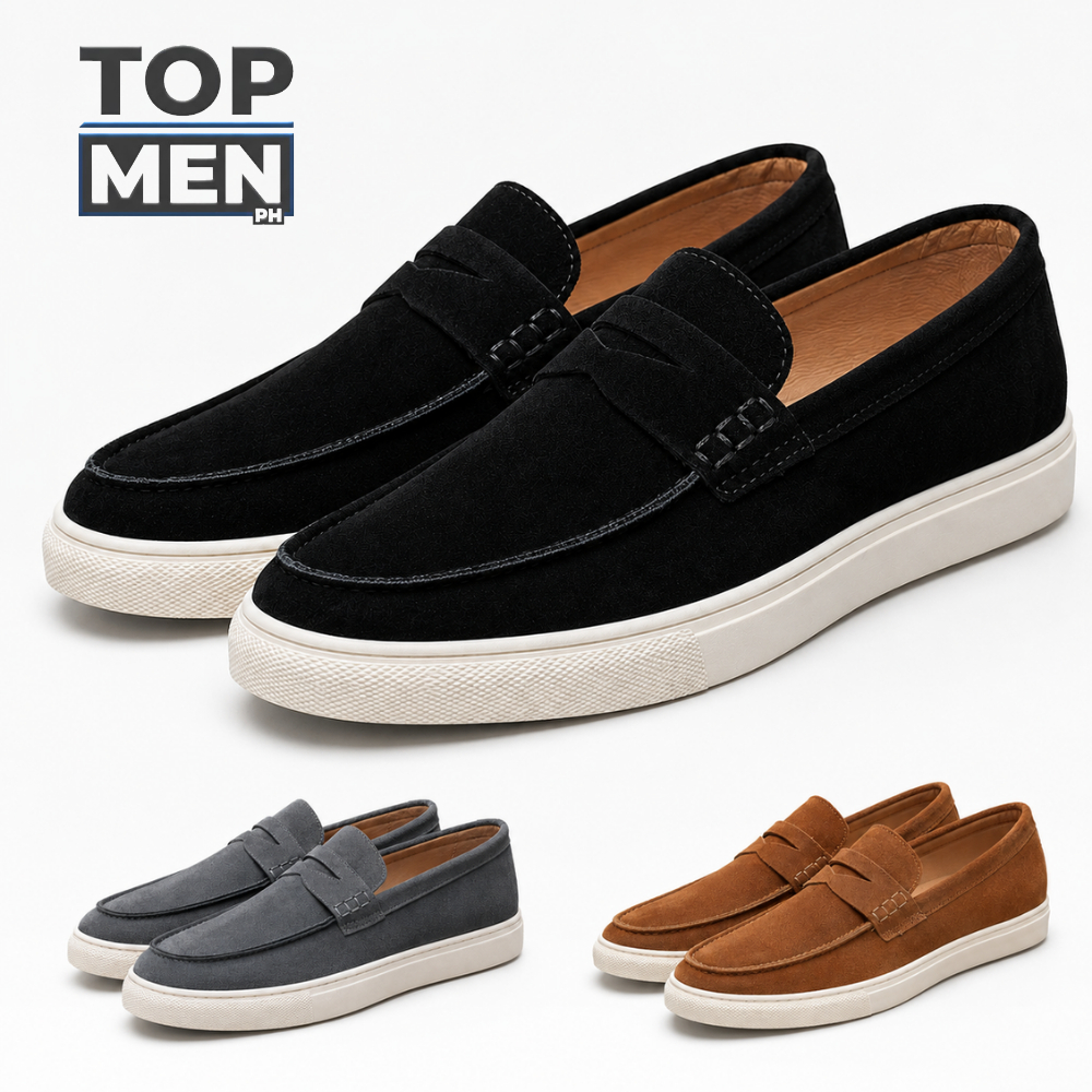 TOP MEN PH OLD MONEY Casual Loafers Slip-On Shoes Comfy Suede-Look Sneakers for Casual & Office Wear