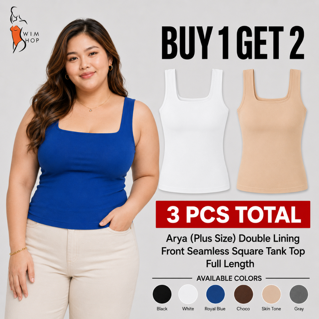 SS Arya BUY 1 GET 2 (Plus Size) Double Lining Front Seamless Square Tank Top Full Length