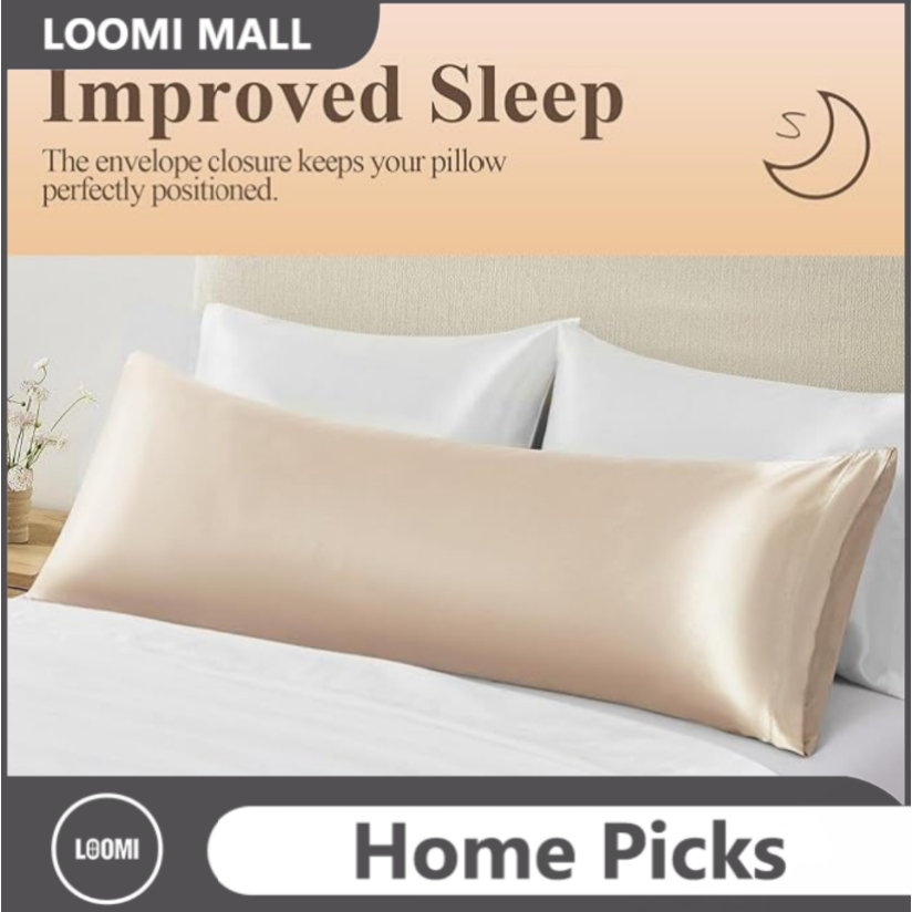 High Quality Satin Silk Body Pillow Case Soft Smooth Pillow Cover 48x110cm Home Bedding