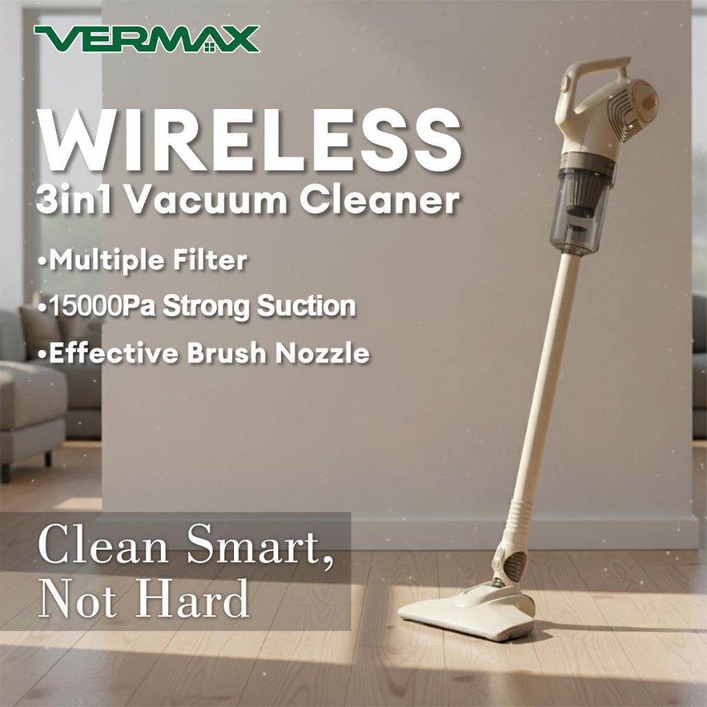 Vermax Vacuum Cleaner 3IN1 Portable Handheld Vacuum Strong Suction Low Noise Lightweight