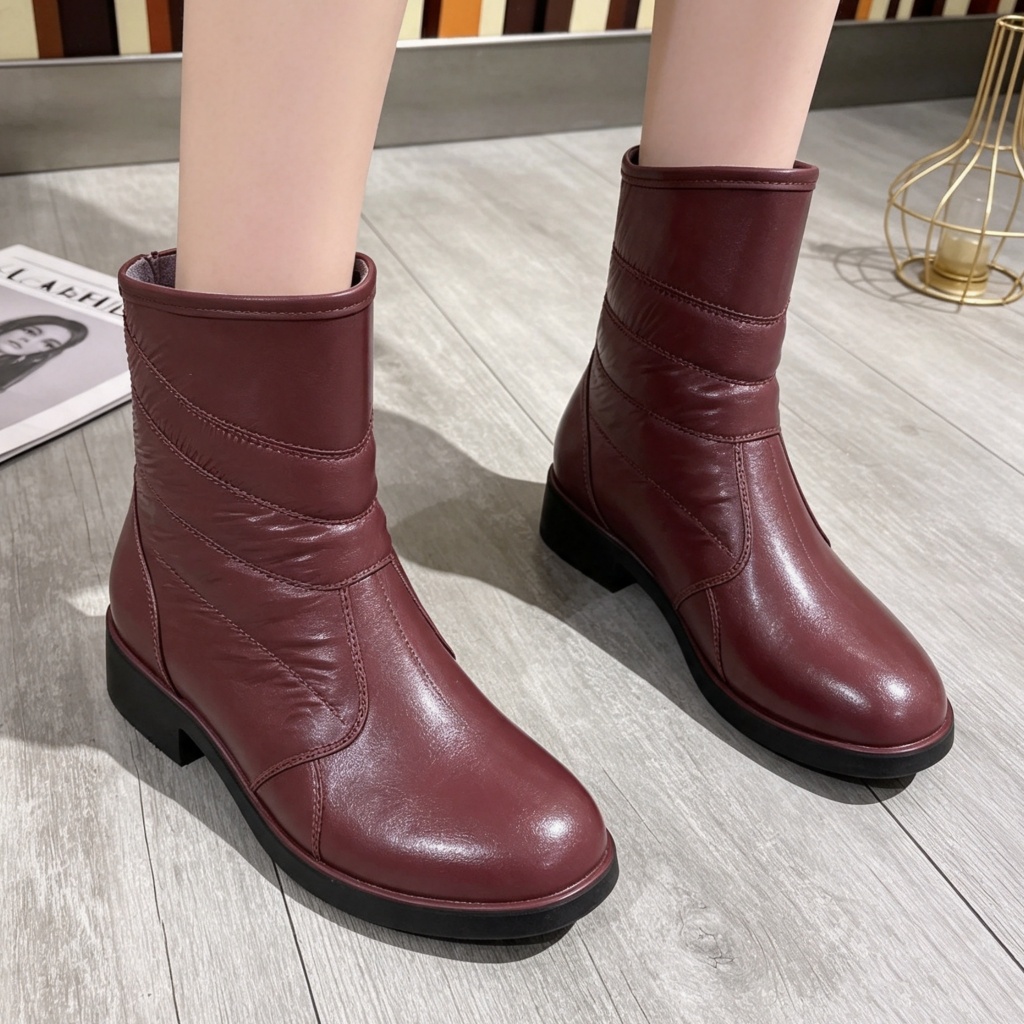 Women Ankle Boots Non-slip Rubber Sole | Sapatos na Bota Komportable Para sa Nanay Tibay sa Ulan
