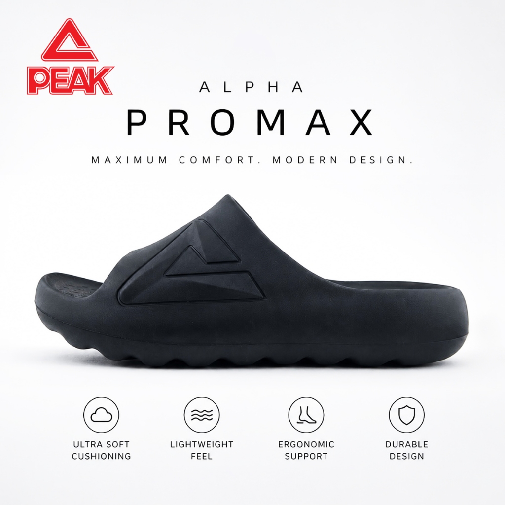 PEAK Men & Women ALPHA PROMAX Unisex One-Piece EVA Cushioned Slides RLW2601/RLW2602