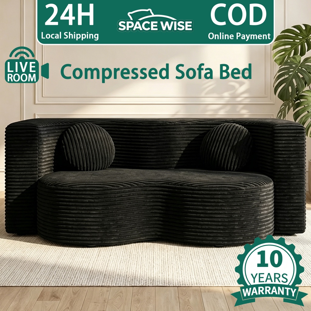 SpaceWise Bed Foldable 2 Seater Compressed Sofa Bed For Small Living Room Comfy Accent Chair Sofa
