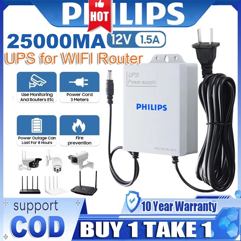 【BUY 1 TAKE 1】12V 1.5A True 25000mAh Mini UPS Battery for WiFi Router Modem and CCTV Power Supply