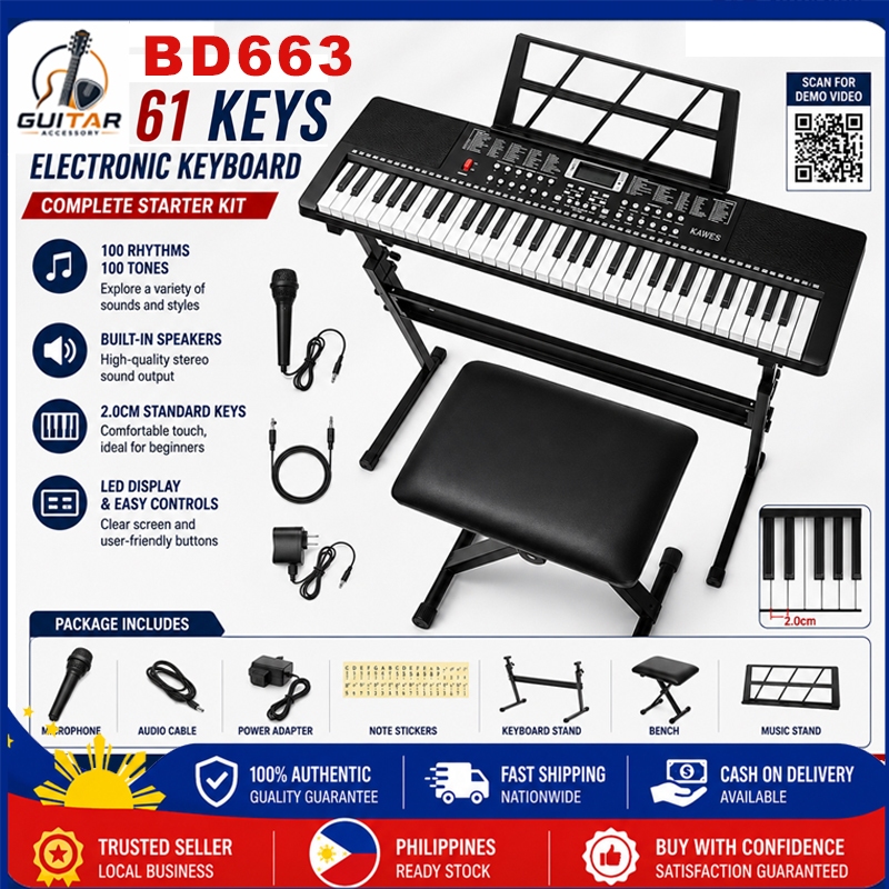 Standard 61 Keys Digital Electric Piano Dual Speaker +Mic+Piano Book+Charger 35inch Electric Piano