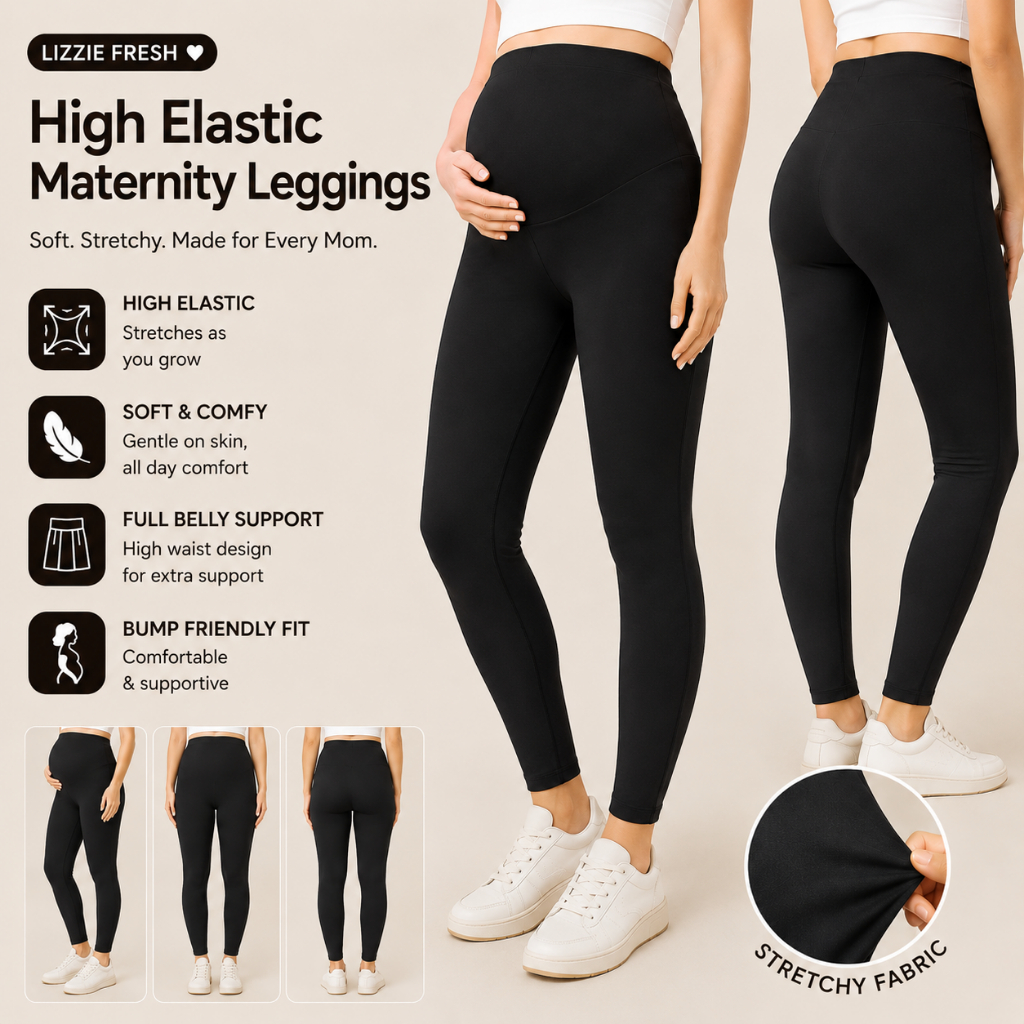 LizzieFresh - Maternity Leggings Pregnant Pants High Waist