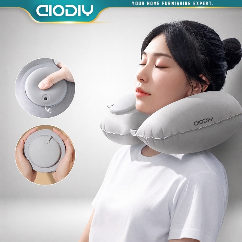 AIODIY Inflatable U Shaped Neck Pillow Travel Portable Press Type Outdoor Comfort Neck Protection