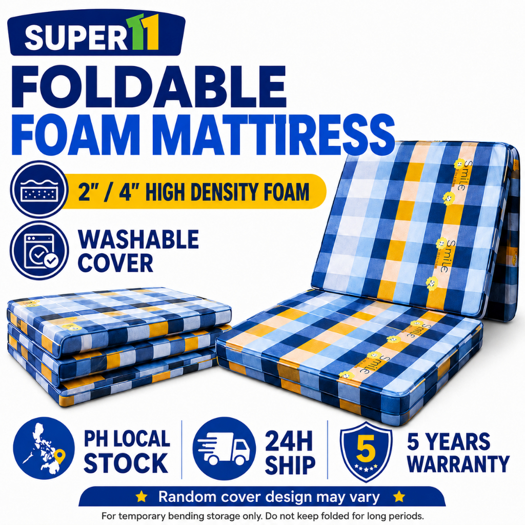 [5 Years Warranty] Foldable Foam Mattress 2/4 Inch Washable Cover High Density PH Local Stock