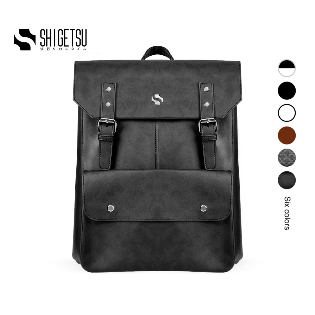 Shigetsu HOKKAIDO Leather Backpack for School 14 INCHES men office bagpack