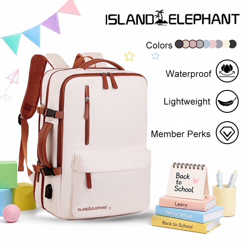 ISLAND ELEPHANT Laptop Backpack 16inch Expandable Travel Backpack For Women Breathable Large Capacit