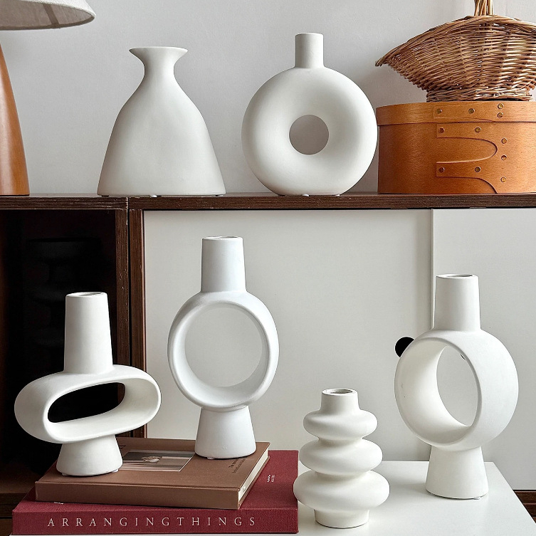Modern Ceramic Vase, Neutral Colors, Decorative Vases for Home Decor