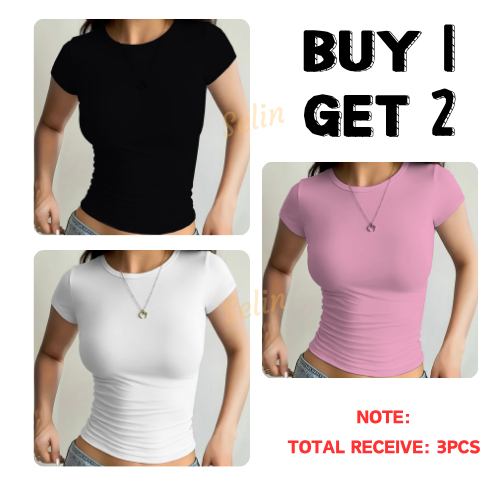 Buy 1 Take 2 Roundneck Top Premium Full Length Fitted top Womenswear