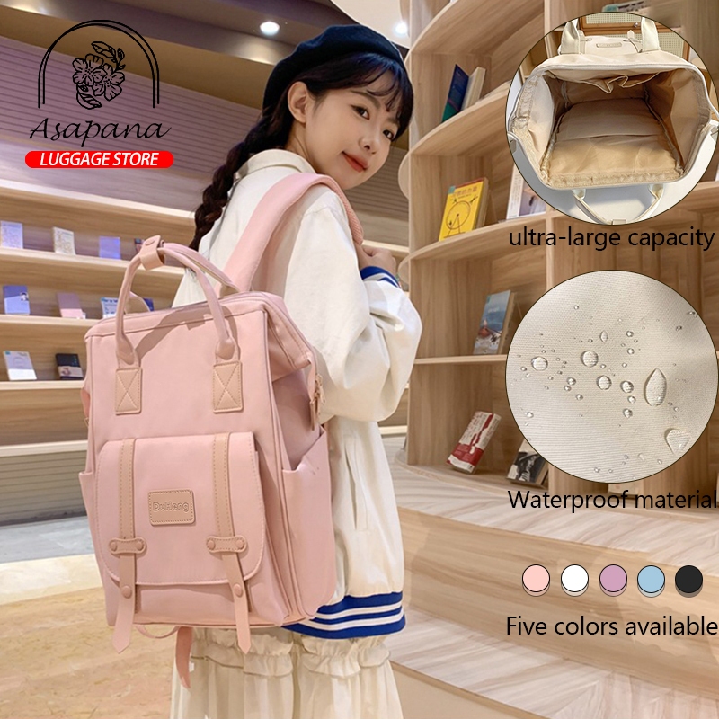 Korean backpack Women Makaron color school bag Large capacity waterproof Original travel Bagpack