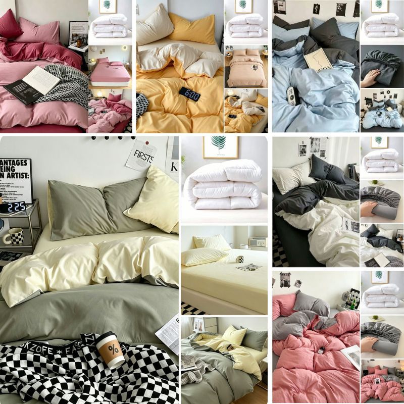 IHome(COD) 5in1 With Comforter Plain color Garterized bedsheet single/ double/queen/king size