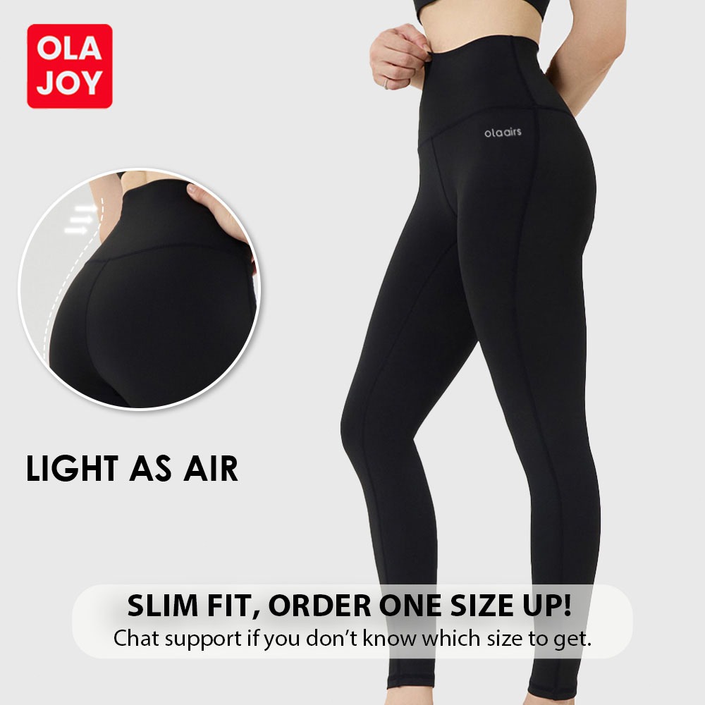 OLAJOY Yoga Leggings for Women Sports Quick-drying High Waist Pants Fitness nude comfort peach hip