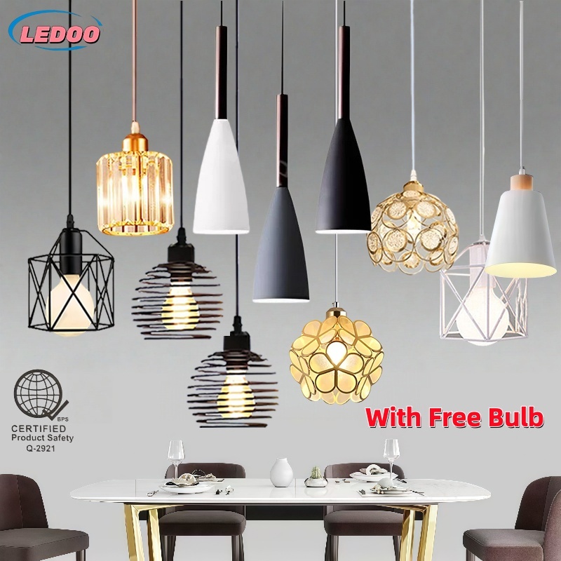 Free Bulb Modern Crystal Chandeliers Ceiling Light Nordic Iron Cage Pendant Lamp Dining Room Living