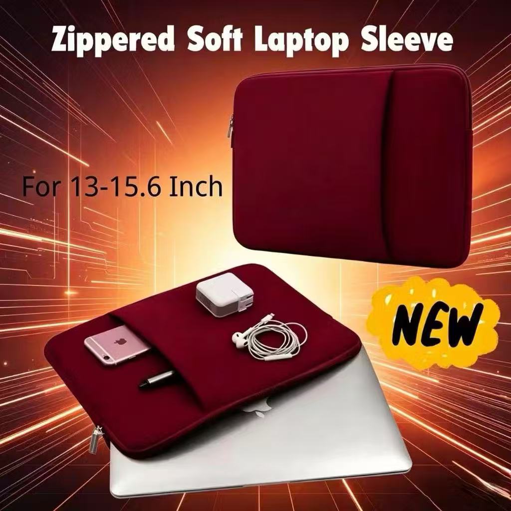 High-Quality Soft Zipper Laptop Sleeve Pouch for 13", 14"15.6" Laptops Compact Bag with Small Pocket