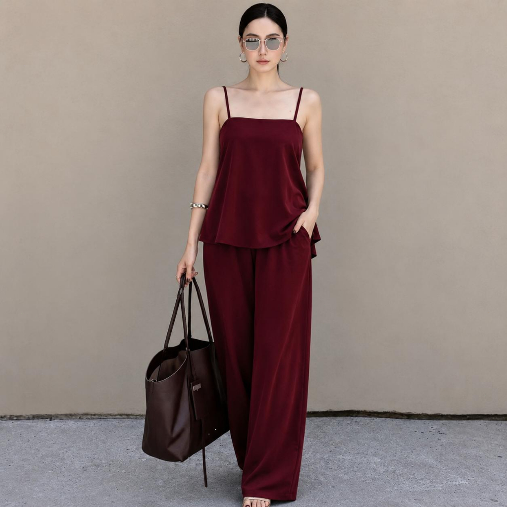 Womenswear Cotton Linen Casual Chalis Terno Pants for Women Breathable Fabric Comfortable Wear Suit