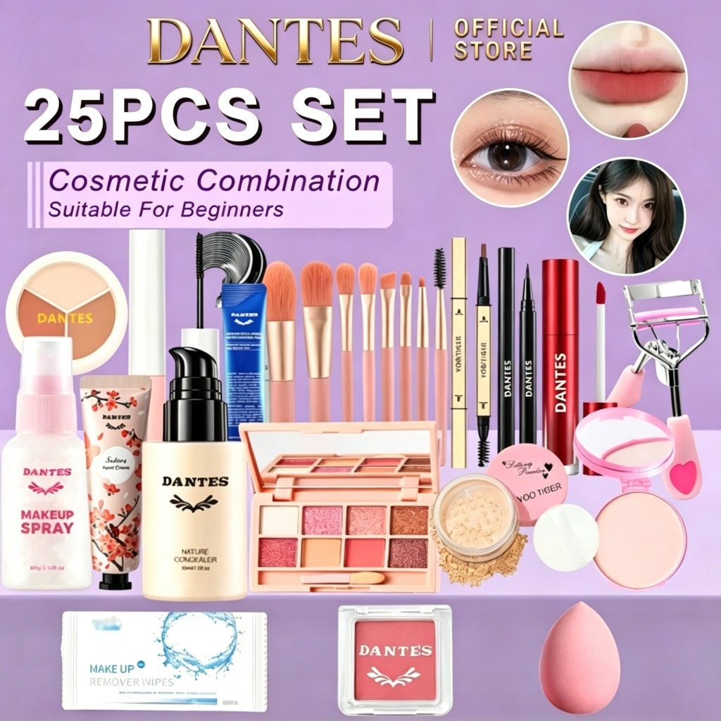 【FDA】25Pcs Makeup Set Liquid Foundation+Set Up Spray+Concealer+Eyeshadow Palette+Face Powde+lipstick