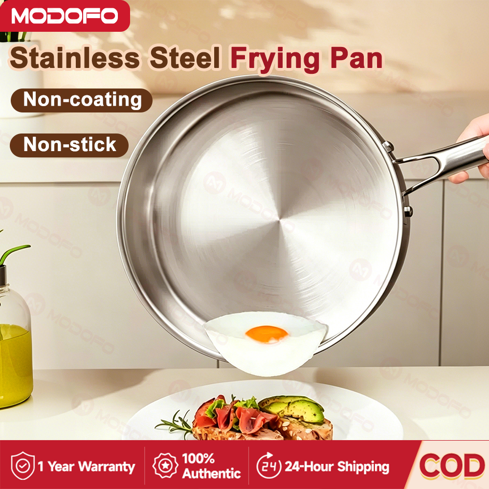 Stainless Steel Frying Pan with Non-Stick Surface MODOFO 24cm Induction Stove Compatible Cookware