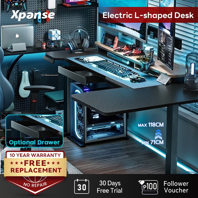 Xpanse Electric L-Shaped Office Table Corner Standing Computer Table Gaming Desk【30 Day Free Trial】