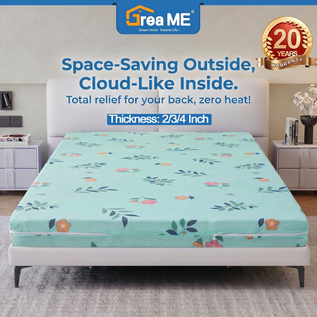 Dreame Thick Memory Foam Mattress Latex Foldable Single/Double/Queen/King Bed for Students Adults