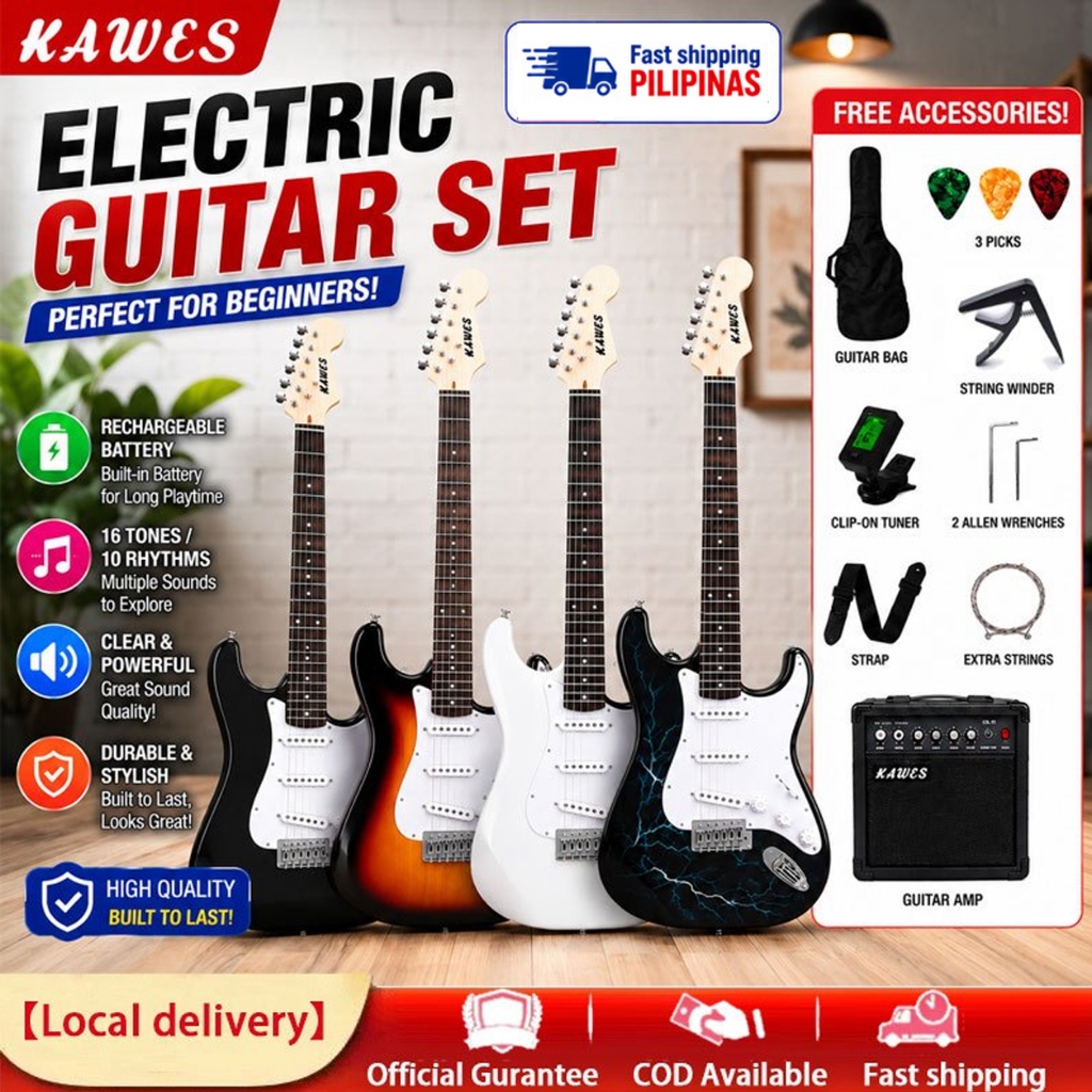 KAWES ST Electric Guitar Electric Acoustic Guitar Electric Guitar for Beginners Basswood With 15WAmp