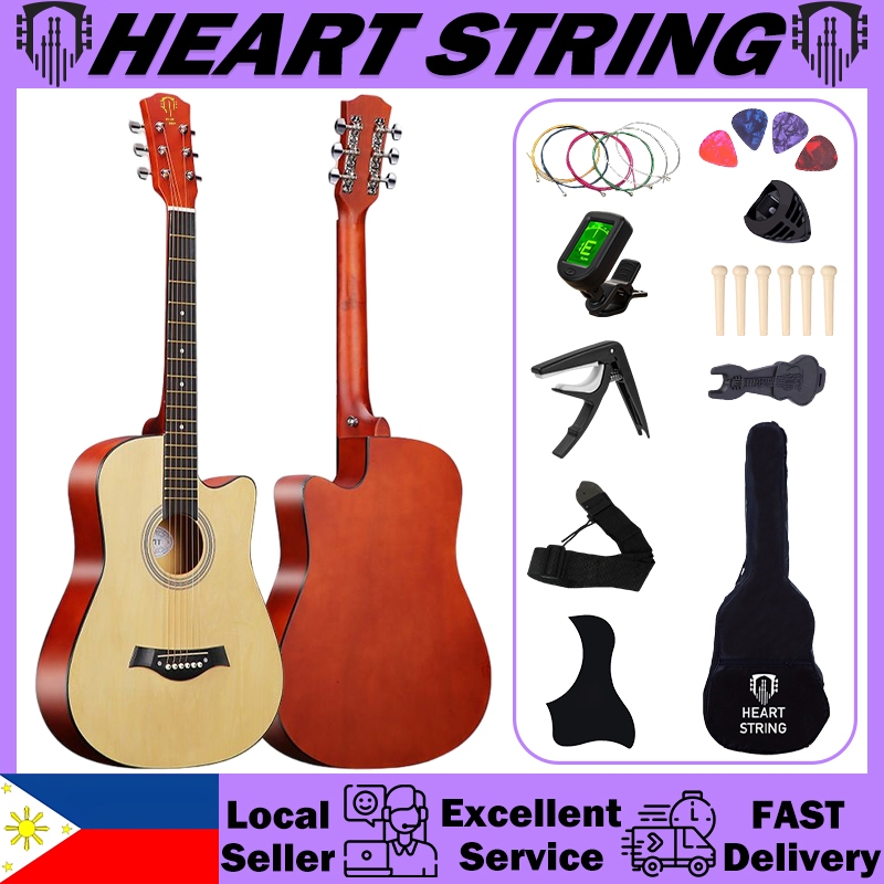 Heart String Guitar Acoustic Guitar 38 Inch Low Action Guitar Gitara for Beginners Student Kid Adult