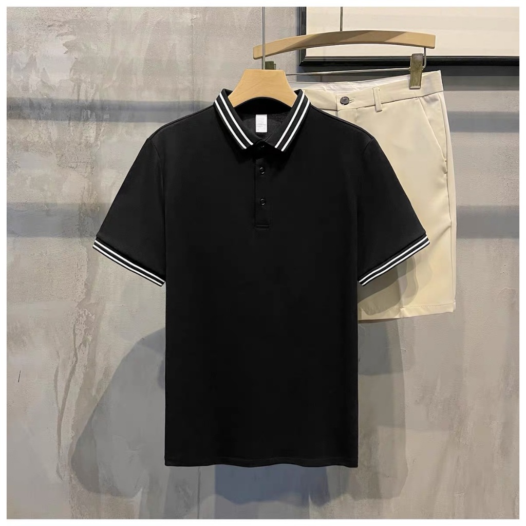 [BUY 1 TAKE 1] Unisex stripe polo shirt multiple color stand neck striped collar golf polo shirt for