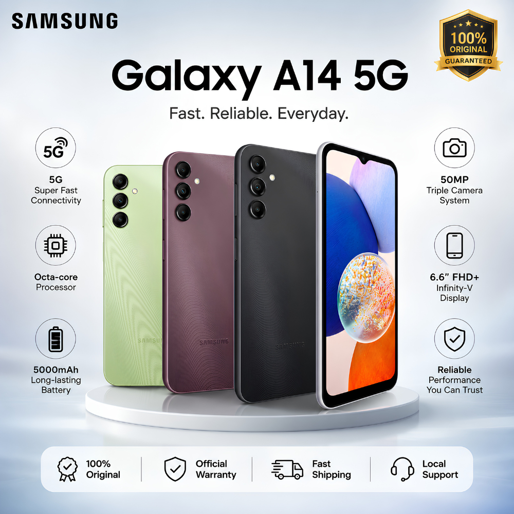 Samsung Galaxy A14 5G (6GB+128GB) Dual SIM | 50MP Camera | 5000mAh Battery | Fast Charging