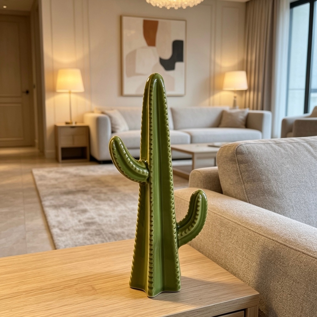 VIĆI Ceramic Cactus Vase Decorative Ornament Cactus Succulent Fake Plant Home Desk Decoration Displa