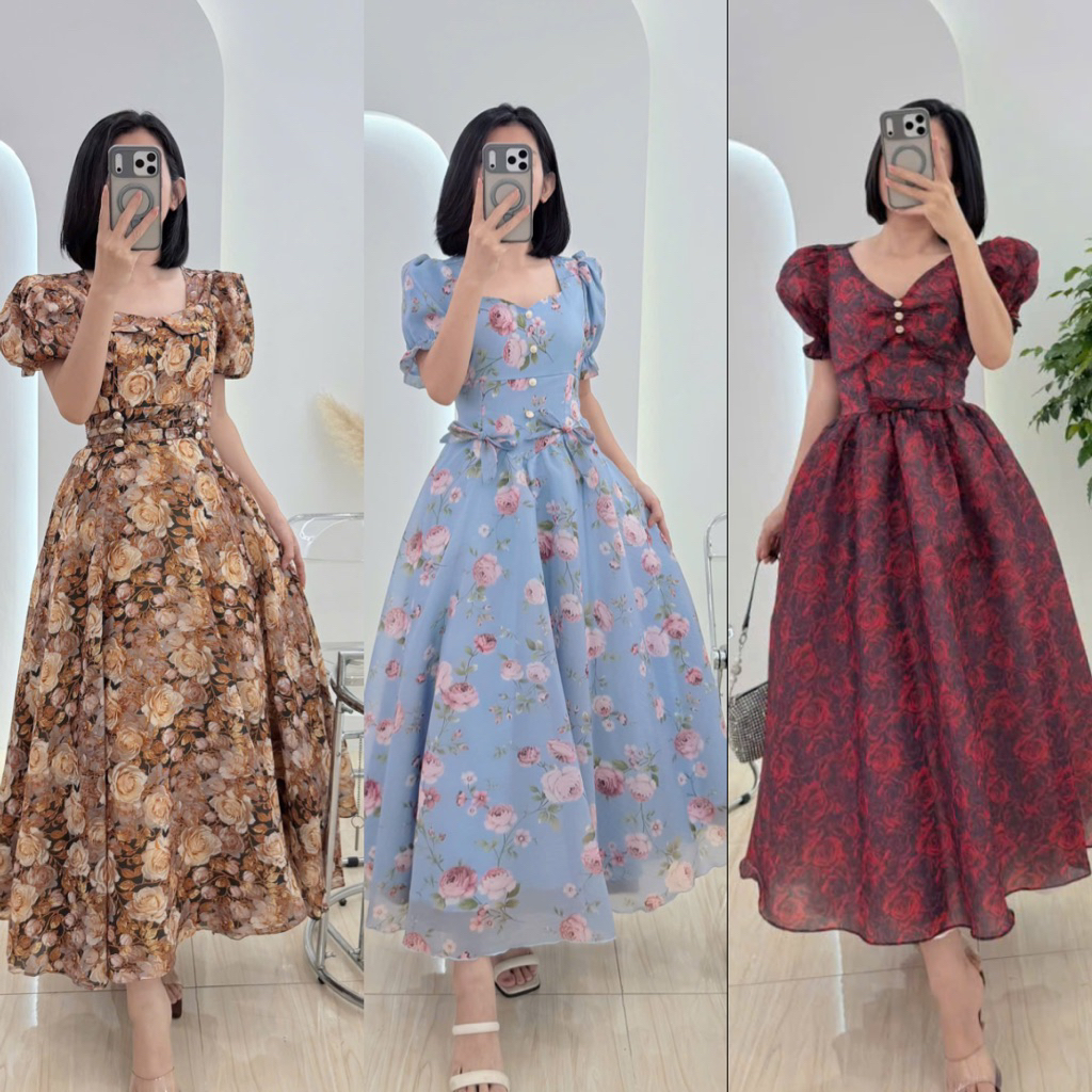 Elegant Sabrina Vietnam Dress – Pocket Design,Waist Tie,Smocked Back Fit for Church, Casual Ocassion
