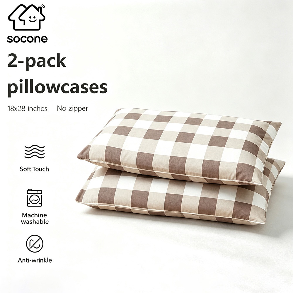 Socone 2pcs 20x30in.(50x80cm) Cotton Blend Pillow Case Envelope Closure Washable Pillow Cover
