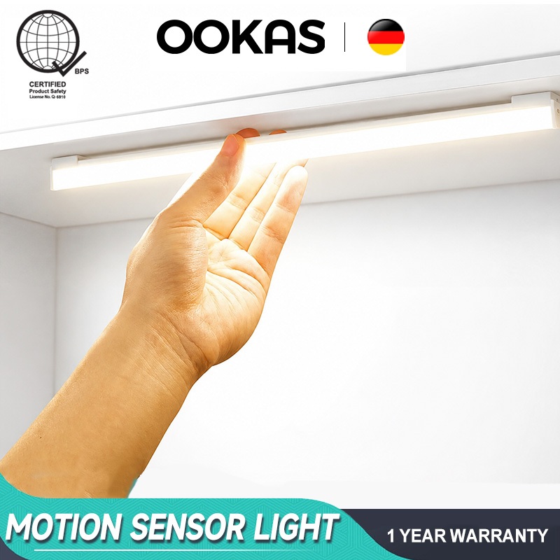 OOKAS Rechargeable Light LED Motion Sensor Light Magnetic Light Study Lamp Cabinet Light