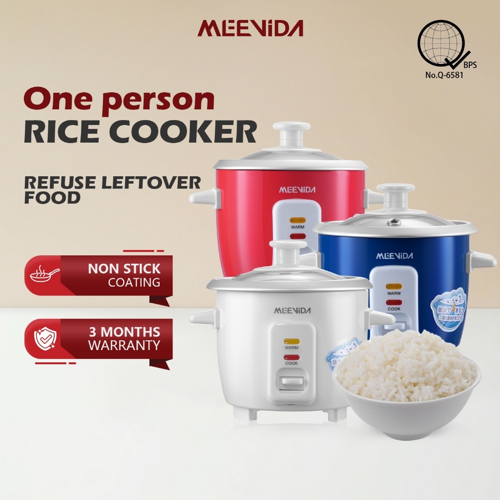 MEEVIDA 0.4L Mini Convenient Rice Cooker Non Stick Multi Functional Quick Cooking And Insulation