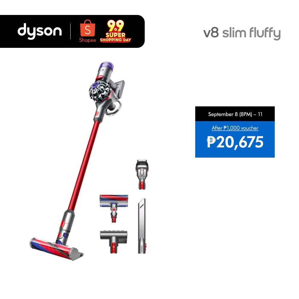 Dyson V8 Slim Fluffy Cordless Vacuum Cleaner | 4-in-1 with dock | 40 Mins Runtime | Soft Roller Head