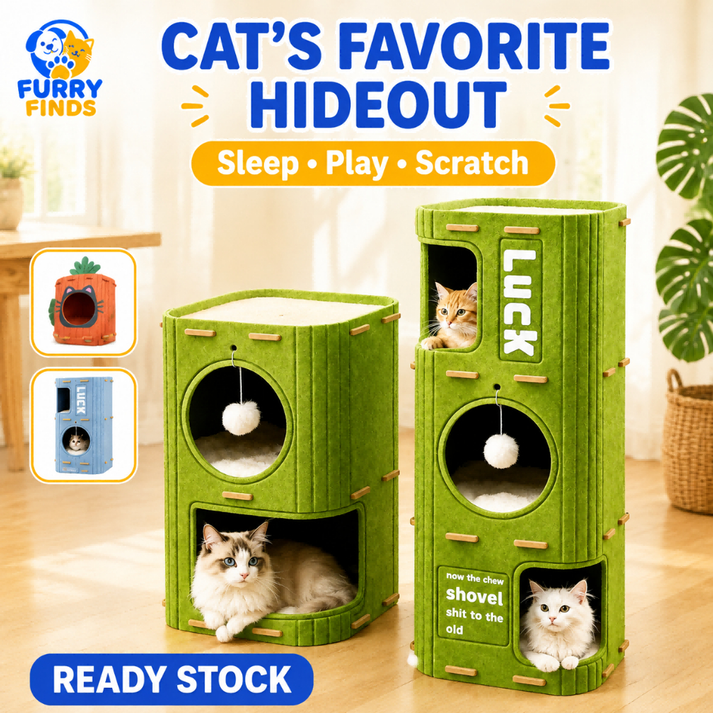 Felt Cat House Cat Condo Multi Level Cat Tree Bed Tunnel Scratcher Indoor Cat Furniture for Cats