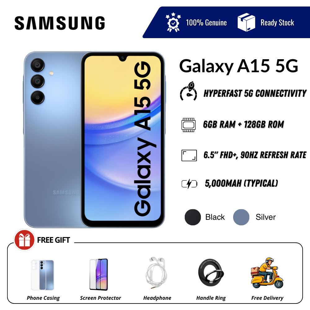 Samsung Galaxy A15 5G Dual SIM (6GB+128GB) | 6.5" FHD+ Display | 5000mAh Battery | 50MP Camera