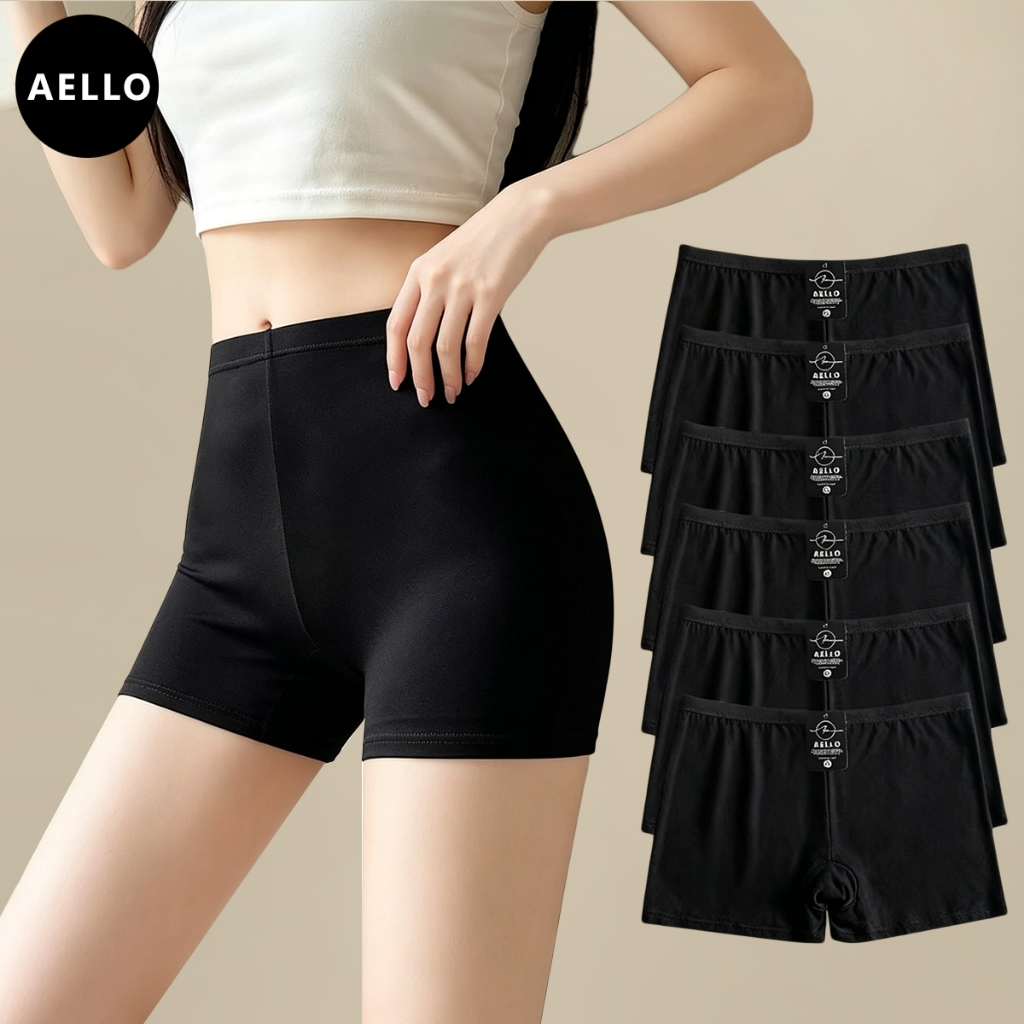 AELLO. 12pcs-6pcs Women's Safety Pants Anti-slip Black Underpants Leggings Boxer Shorts Breathable
