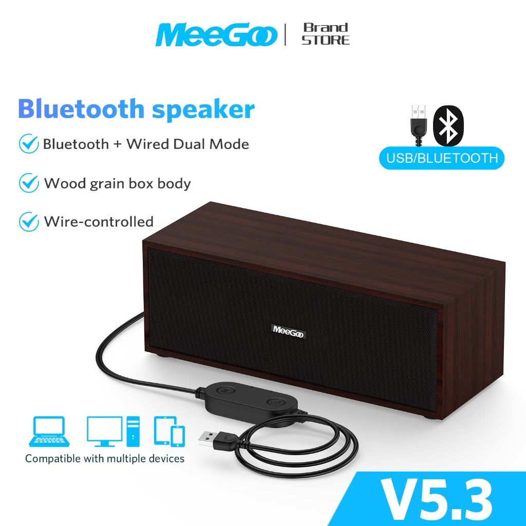 MeeGoo Sound Bar Bluetooth Speaker Desk USB Wired Audio for Phone PC Computer Laptop