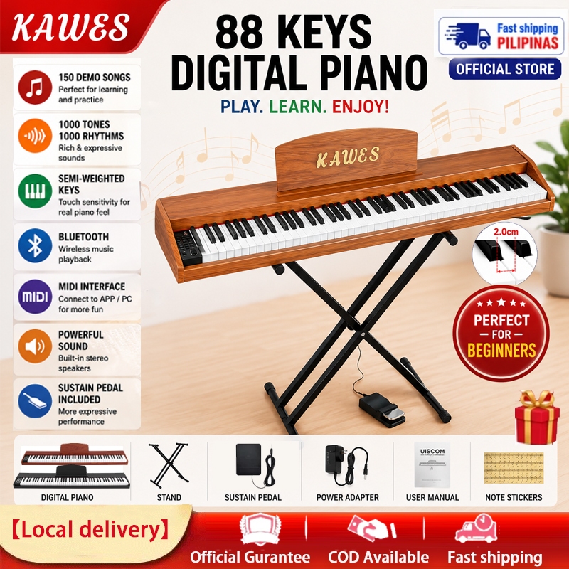KAWES Digital Keyboard Piano 88 Keys Professional Smart Portable Electric Piano With Bluetooth Link
