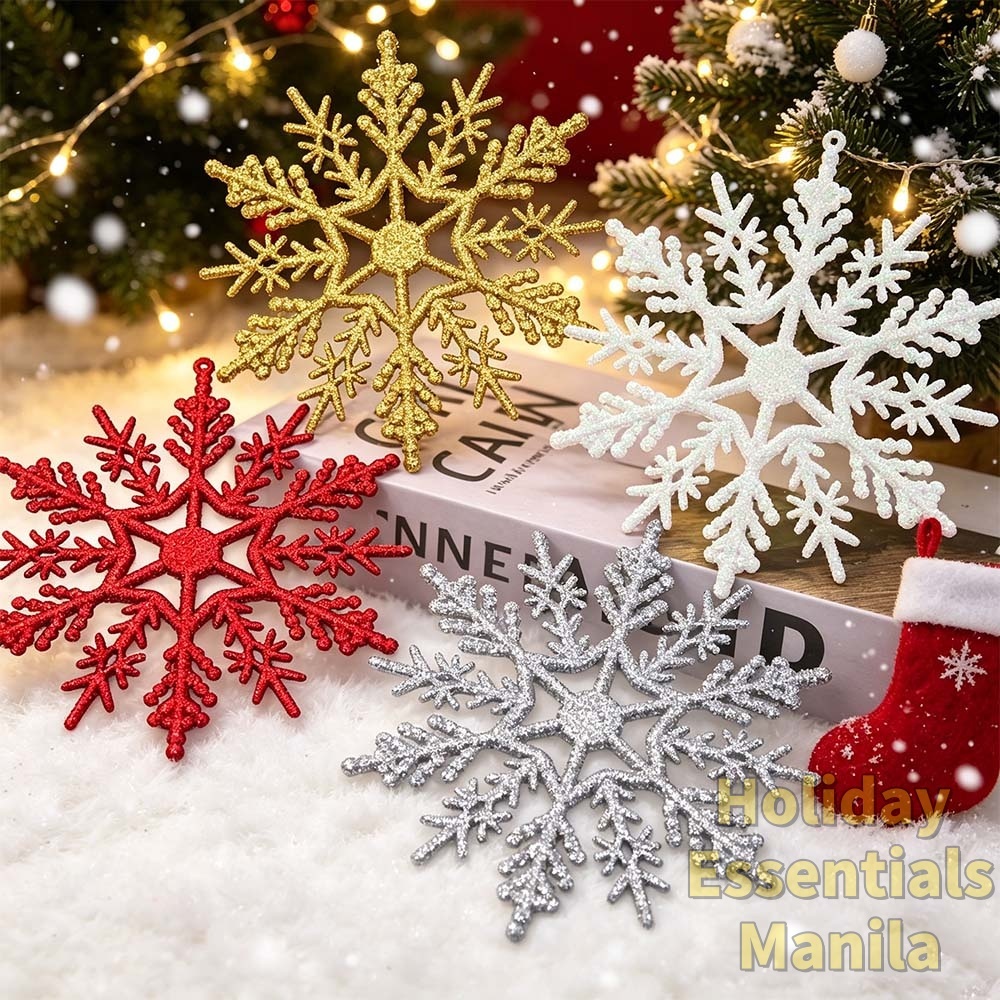 12Pcs Hanging Decoration Home Decor New Glitter Snowflake Christmas Ornaments Xmas Tree Home Decor
