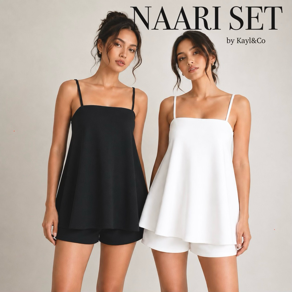 Kayl&Co | NAARI Set Plain | Straps Top + Shorts by Kayl&Co Womenswear Clothes