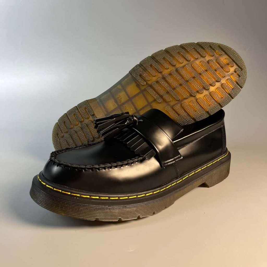 KMY new arrived black Tassel loafers student leather shoes slip on men and women formal unsex couple
