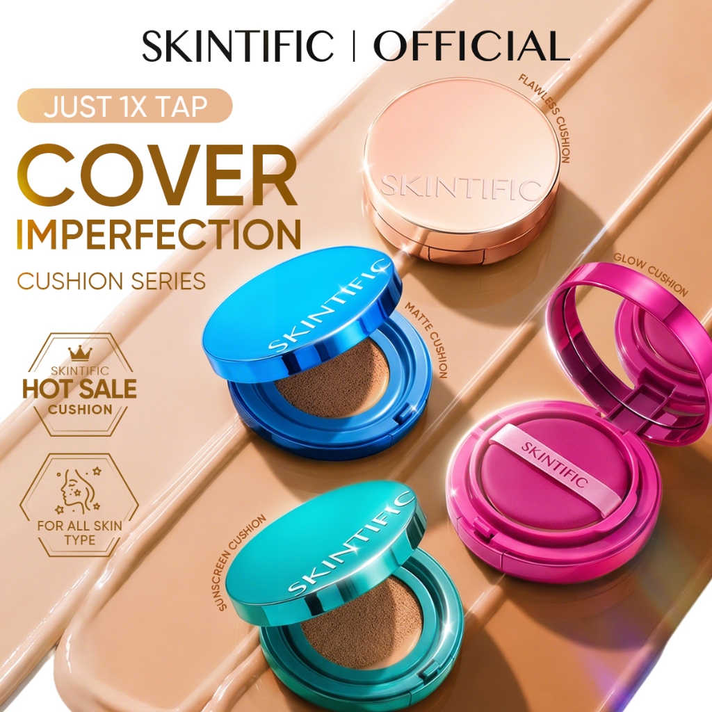 BB&CC Cream SKINTIFIC Cover All Perfect Cushion Foundation and Concealer Oil Control Powder Make up