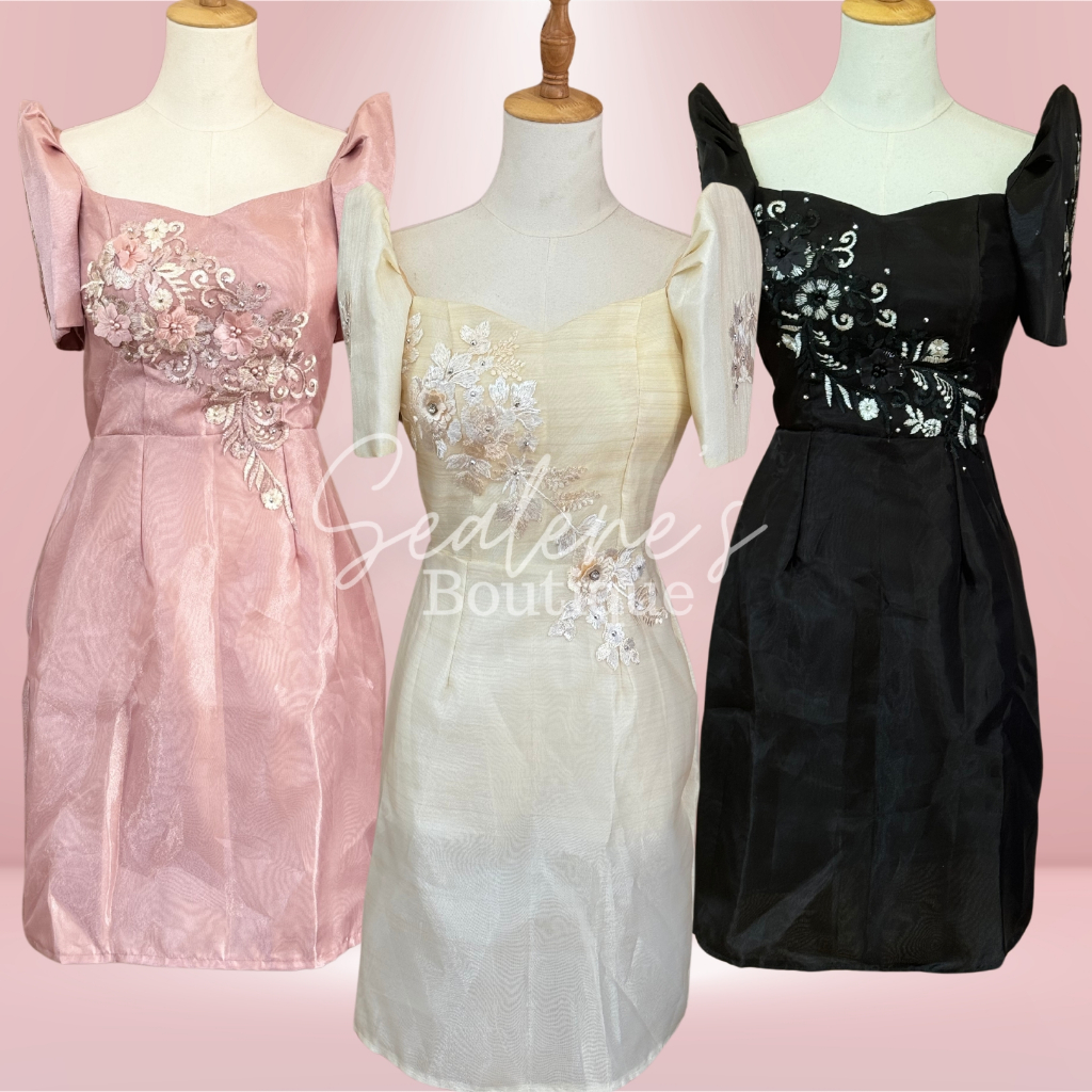 MODERN FILIPIÑANA DRESS WITH PATCHING | ONHAND, READY TO SHIP